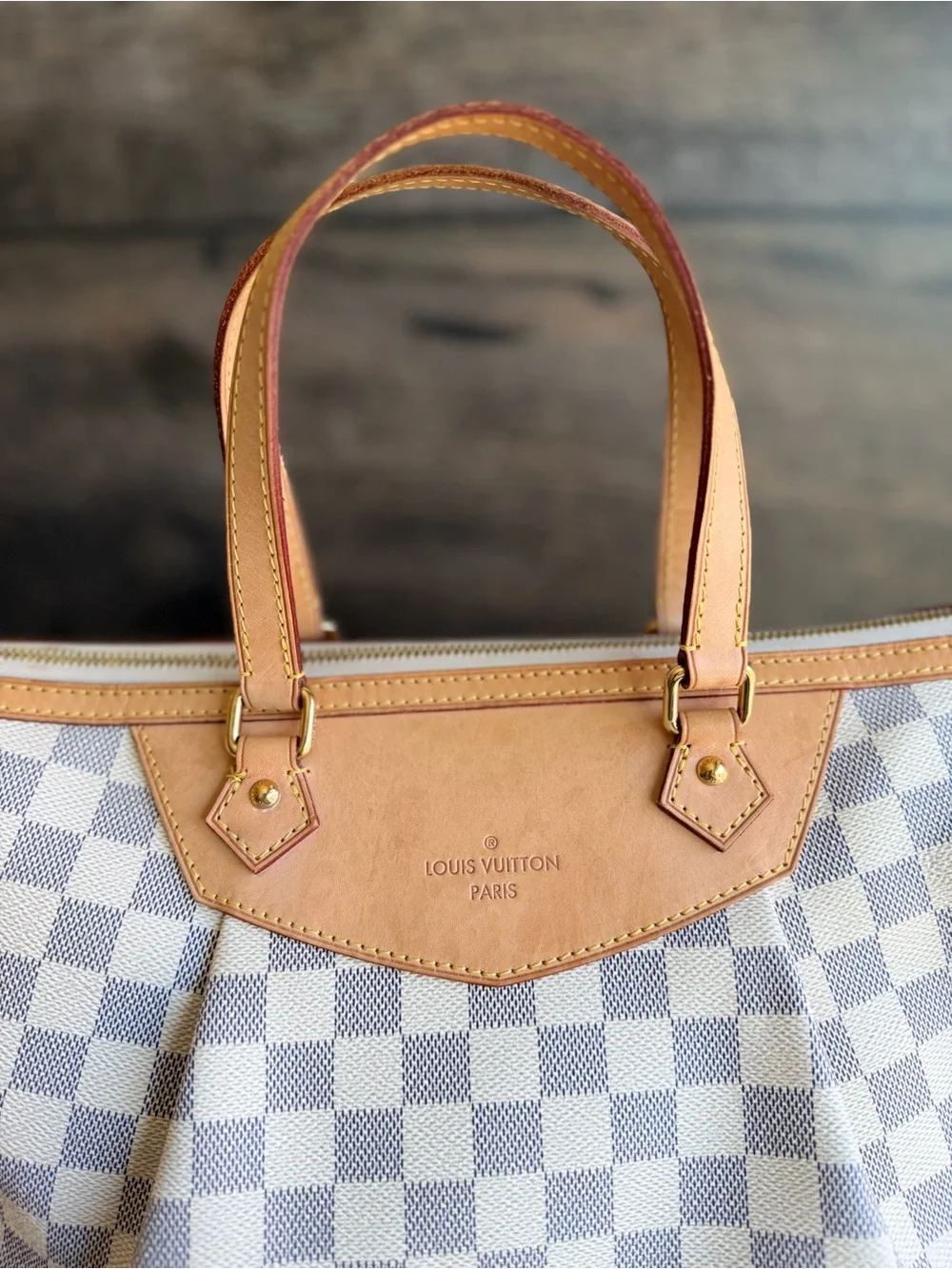 Authentic Louis Vuitton Siracusa GM Damier Azur Handbag Tote Bag Purse